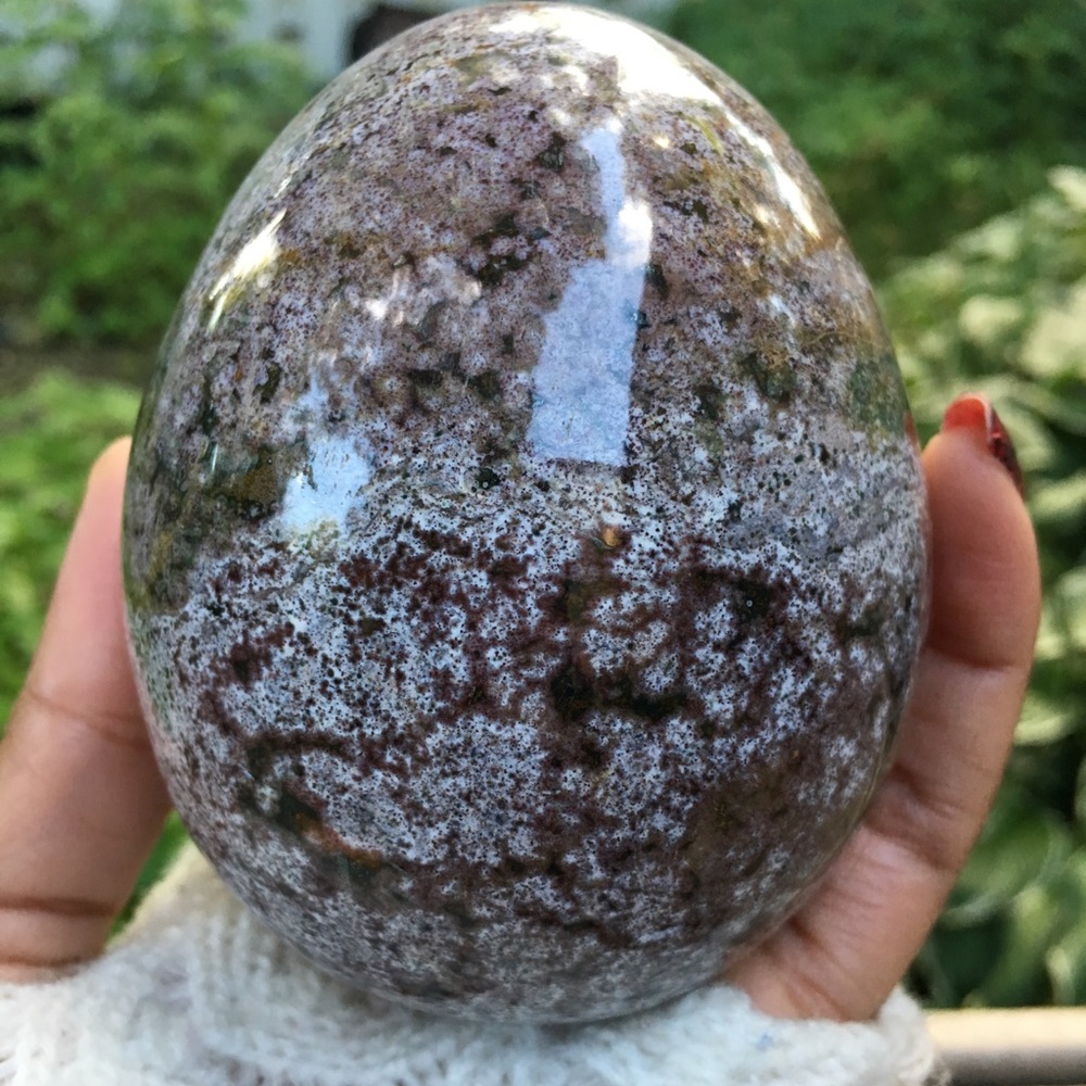 Large Ocean Jasper Egg with pink OJ